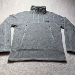 The North Face Gordon Lyons Quarter Zip Fleece Pullover Mens Medium Heather Grey